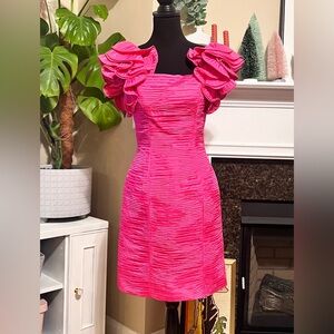 1980s Vintage Pink Ruffle Mini Party Dress